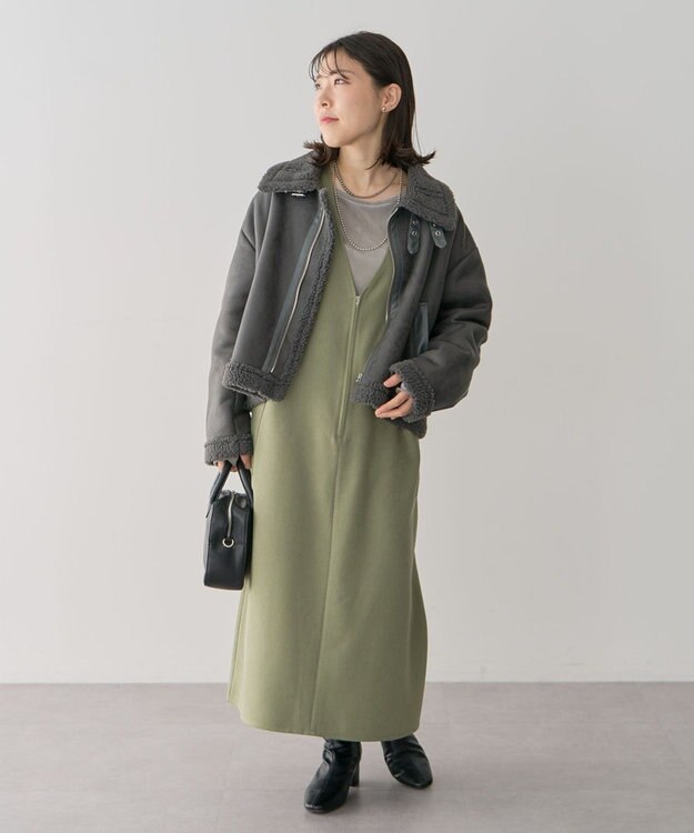 Green Parks 前後２ＷＡＹハーフＺＩＰジャンパースカート Khaki