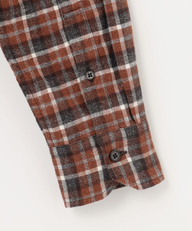 JOSEPH ABBOUD 【オーガニックコットン】スモールチェック フランネルシャツ オレンジ系3