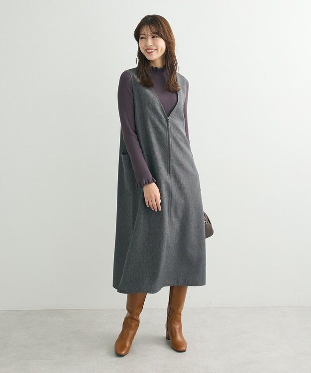 Green Parks 前後２ＷＡＹハーフＺＩＰジャンパースカート Black Indigo