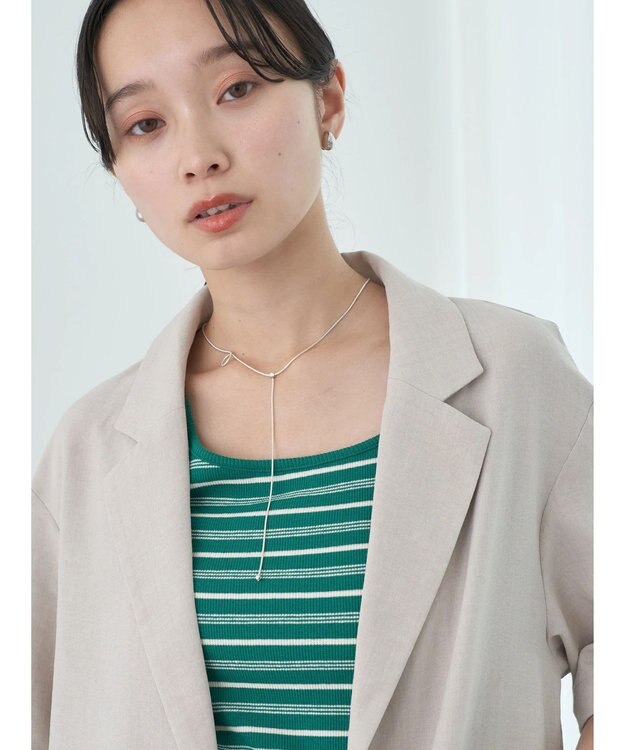 earth music&ecology リネンライク５分袖ジャケット Beige