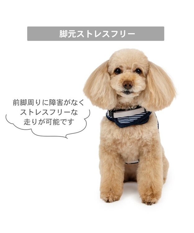PET PARADISE Lee フード付ハーネス 《ヒッコリー》 ＳＳ ネイビー×ホワイト