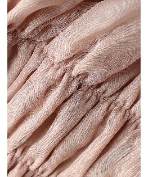 earth music&ecology パフスリーブシャーリングブラウス Pink Beige