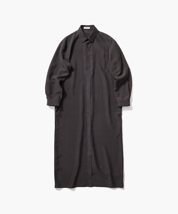 ATON SILK SUEDE | ボタンダウンシャツドレス CHARCOAL GRAY