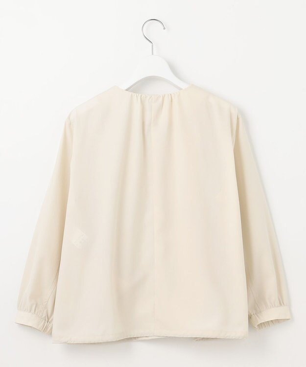 J.PRESS LADIES L 【洗える】80/1スパンタイプライター ノーカラー ブルゾン ベージュ系