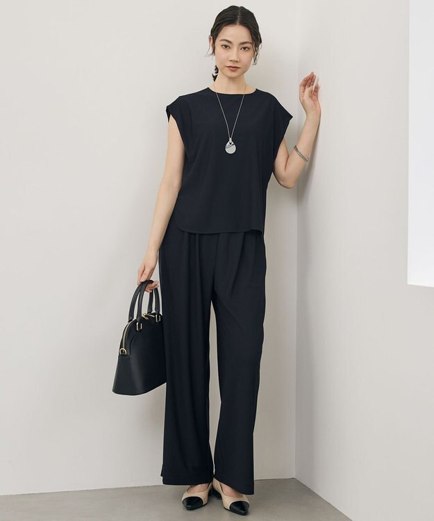 自由区 【WEB先行販売】ストレッチアムンゼンフレンチスリーブ カットソー ネイビー