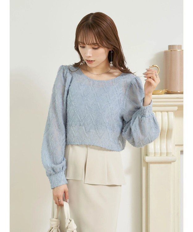 earth music&ecology ＳＥＴ２点カットジャカードカーディガン＋ビスチェ Sax