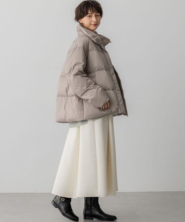 23区 L 【Oggi掲載】シレータフタ ハイネック ショート ダウンコート グレージュ系
