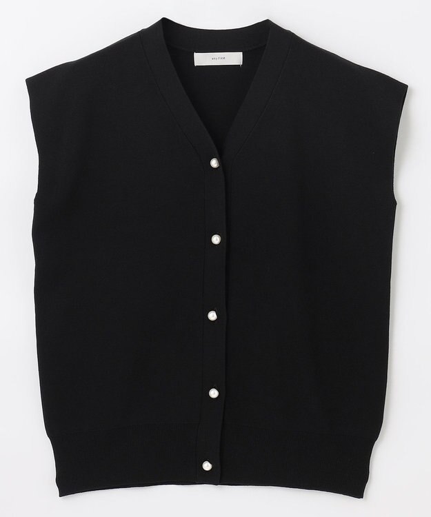 ANY 【洗濯機可】パールポイントフレンチスリーブニット ブラック