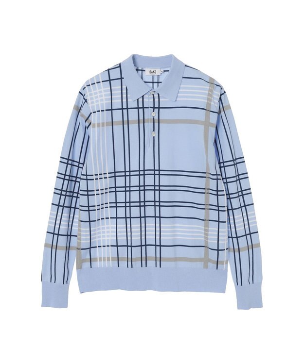 DAKS イノベーション チェック ポロ アクアスカイ