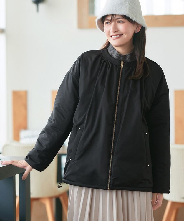 Tiaclasse 【リバーシブル】表裏2WAYベロアキルティングブルゾン ブラック