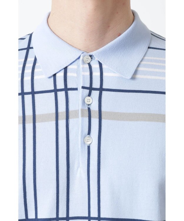 DAKS イノベーション チェック ポロ アクアスカイ