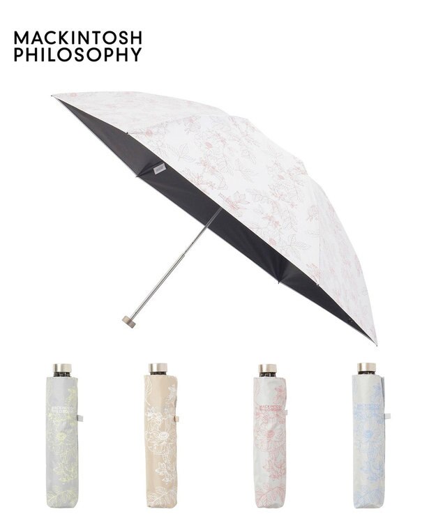 MOONBAT 【 遮光率100％/遮熱/UV/軽量】MACKINTOSH PHILOSOPHY(マッキントッシュフィロソフィー)晴雨兼用日傘 ドローイングフラワー Barbrella バーブレラ 折りたたみ傘 フワクール生地使用 ペールピンク