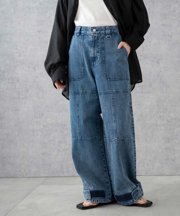 WEGO デニムベイカーステッチパンツ デニム中濃加工色