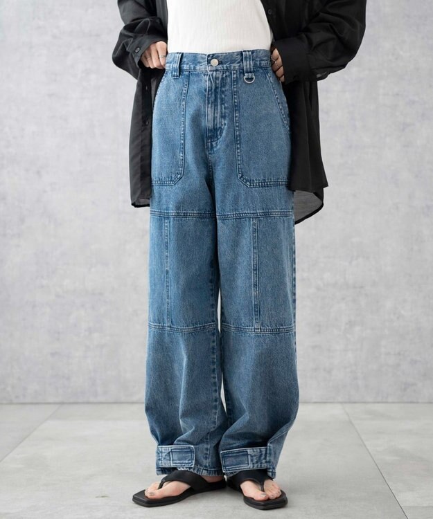 WEGO デニムベイカーステッチパンツ デニム中濃加工色