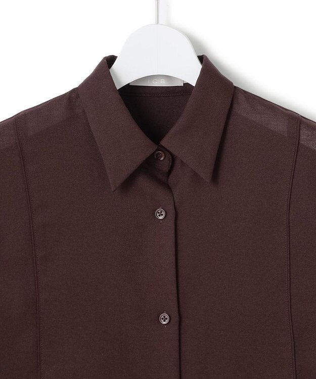 ICB L 【洗える】 シアービエラ デザインシャツ ダークブラウン系