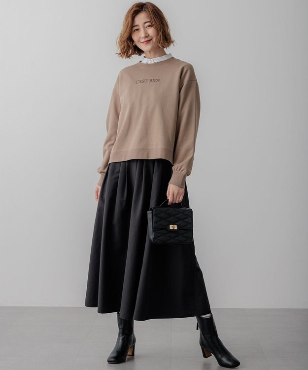 23区 キルティング トップハンドル ショルダーバッグ ブラック系