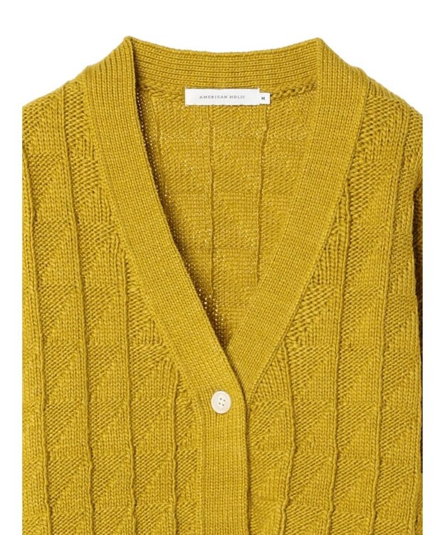 AMERICAN HOLIC スクエア柄Ｖネックニットカーディガン Mustard