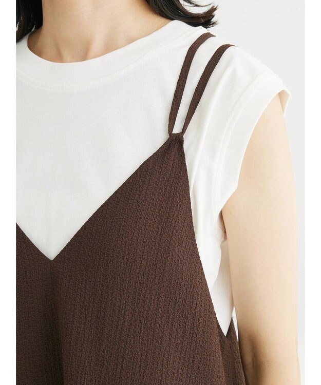 Green Parks 表面感キャミワンピース Brown