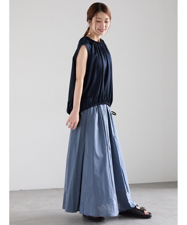 Te chichi サテンサイドリボンブラウス ネイビー