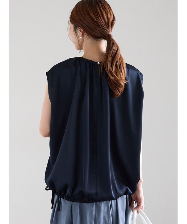 Te chichi サテンサイドリボンブラウス ネイビー