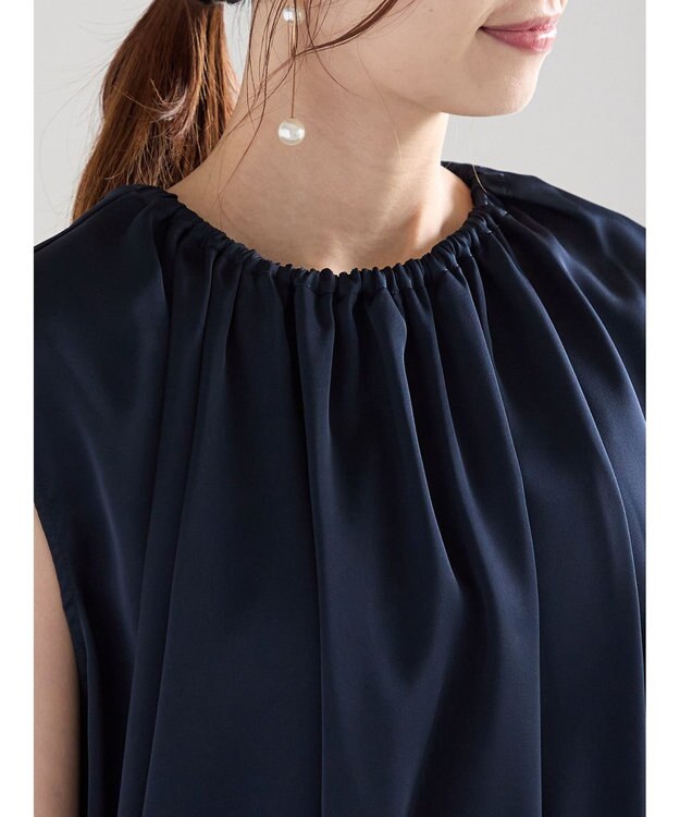 Te chichi サテンサイドリボンブラウス ネイビー
