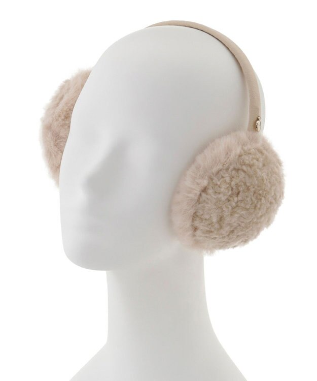 MOONBAT FURLA(フルラ)ファーMix コンパクト イヤマフ 無地 ベージュ