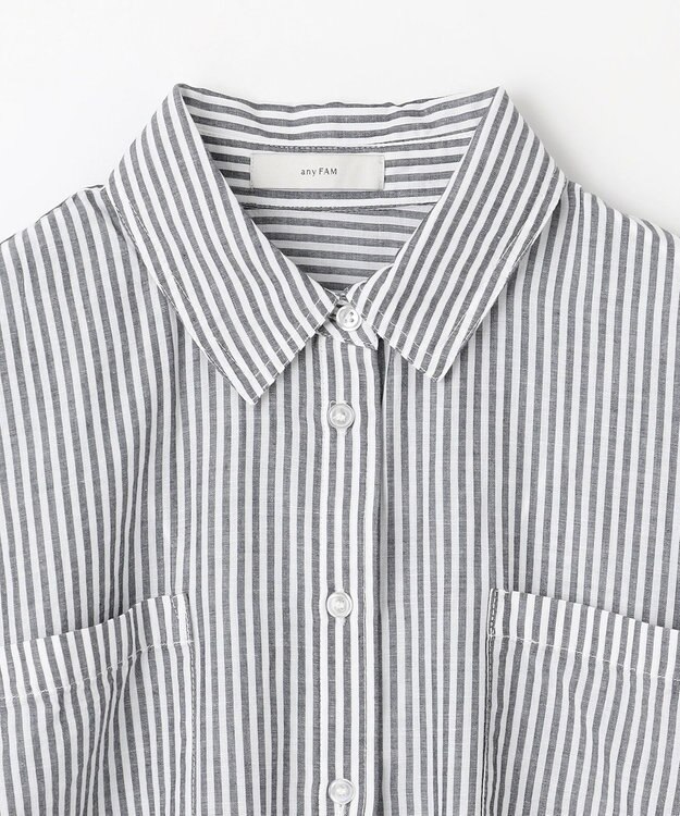 ANY 【手洗い可】コットンリネンブラウス オフ×ブラック