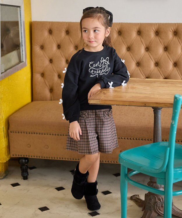 ANY KIDS 袖リボン トレーナー ブラック