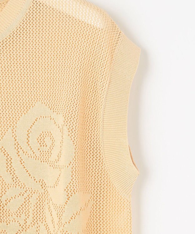 Feroux 【洗える】透かし編みニットトップス アイボリー系