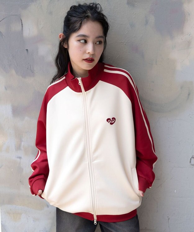 WEGO 【ユニセックスITEM/MLサイズ展開】ラグランライントラックジャケット レッドその他