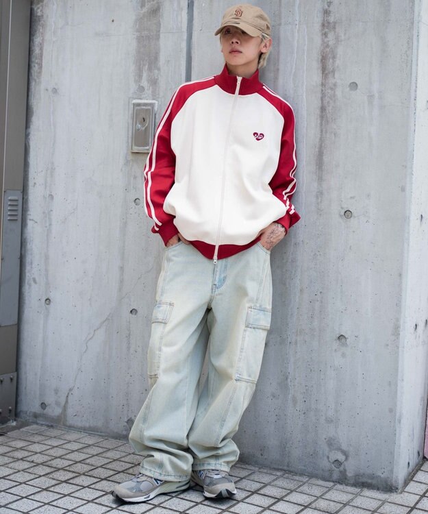 WEGO 【ユニセックスITEM/MLサイズ展開】ラグランライントラックジャケット レッドその他