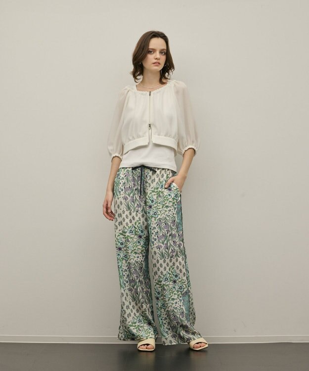 GRACE CONTINENTAL プリントイージーパンツ グリーン