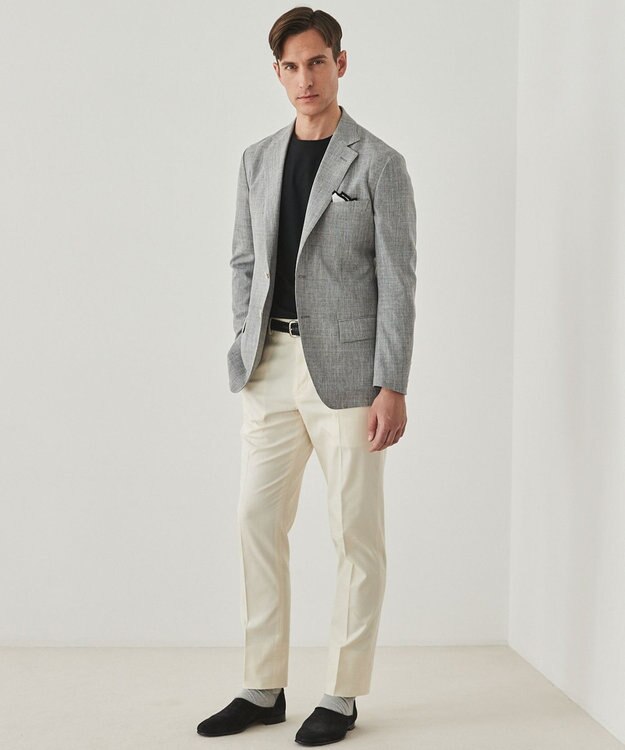 GOTAIRIKU ジャケットのインナーに最適【WEB&一部店舗限定】キレイ目 鹿の子 ビズ長袖Tシャツ ブラック系