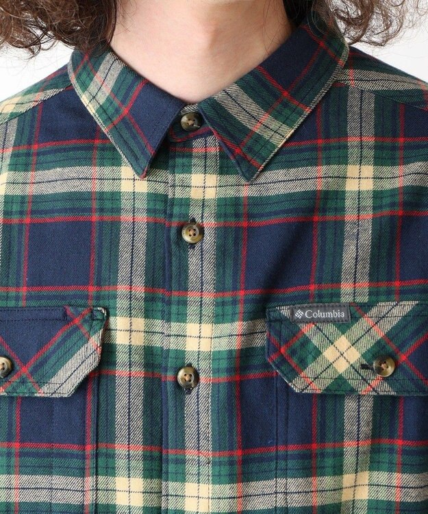 Columbia Columbia/ フレアガンストレッチフランネルシャツ /コロンビア Coll Navy Two Lane Tartan