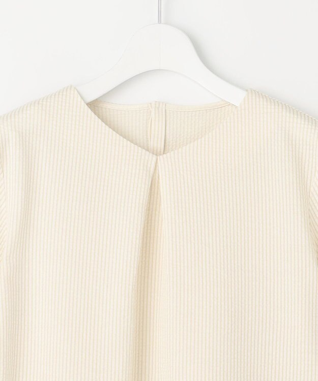 J.PRESS LADIES 【洗える・抗菌防臭・吸水速乾】サッカージャージー ペプラム カットソー オフ×イエロー系