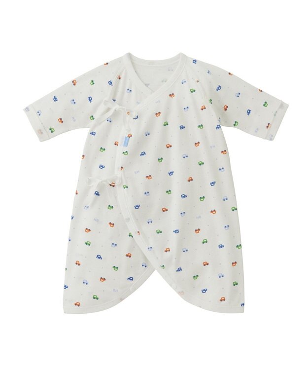 MIKI HOUSE HOT BISCUITS 【50-60cm】 フライス コンビ肌着 プリント柄 ブルー