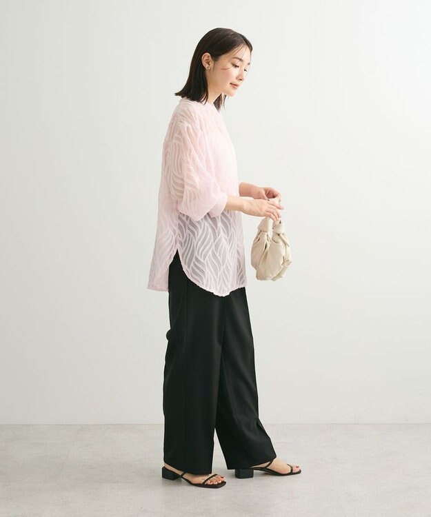 Green Parks ２ＷＡＹ　リーフジャガードシアーシャツ Pink