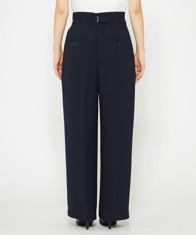 uncrave 【防シワ・洗濯機洗い可】ウォッシャブル ダブルクロス ワイドパンツ ネイビー