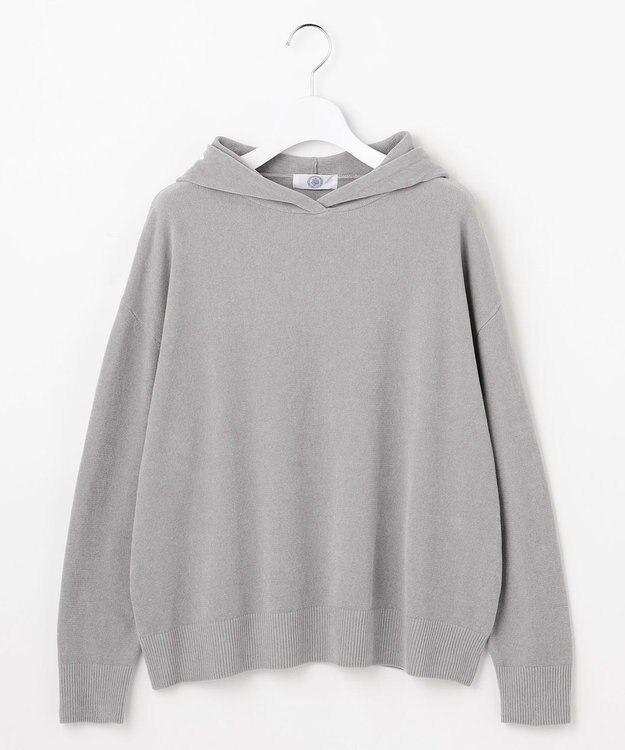 J.PRESS LADIES CHENILLE フーデッド ニット グレー系