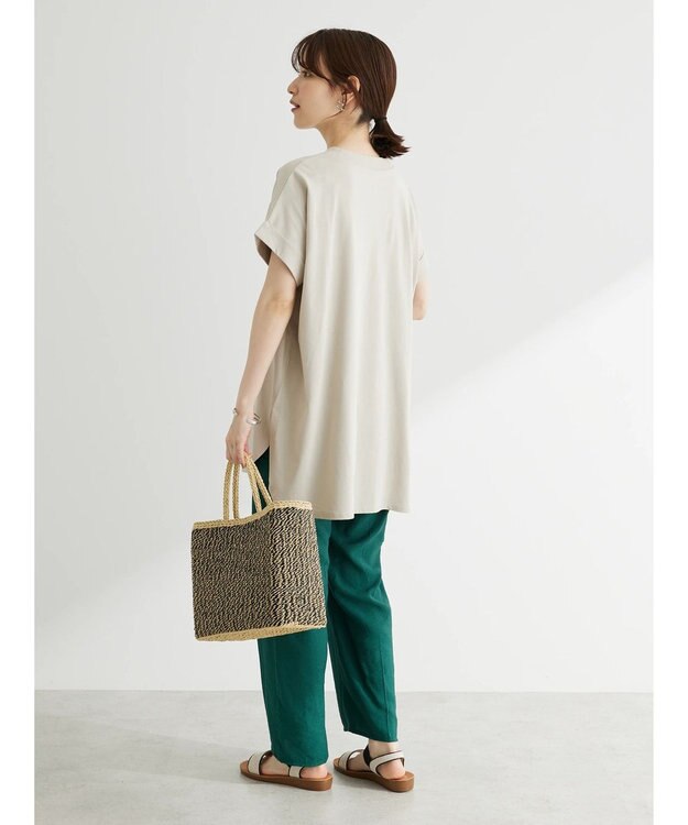 Green Parks 汗じみ防止Ｗカフスフレンチチュニック Off White