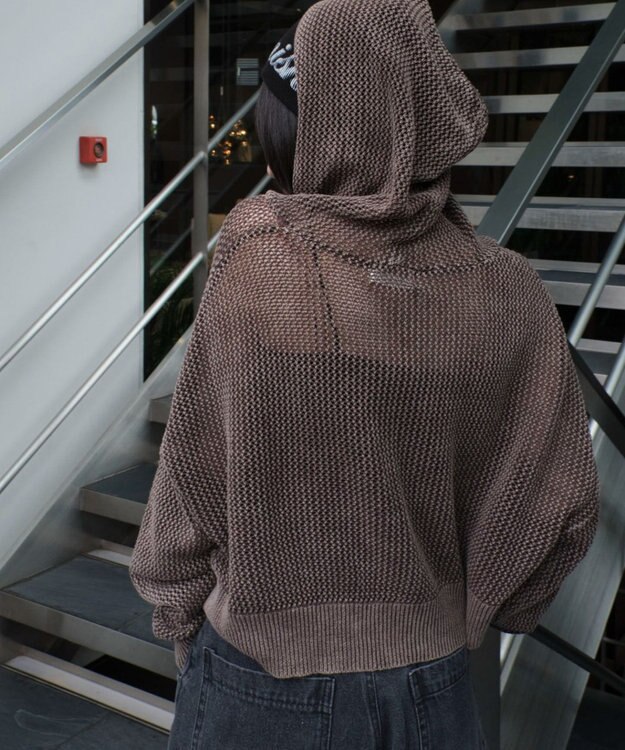 WEGO ヴィンテージウォッシュメッシュパーカー ブラウン