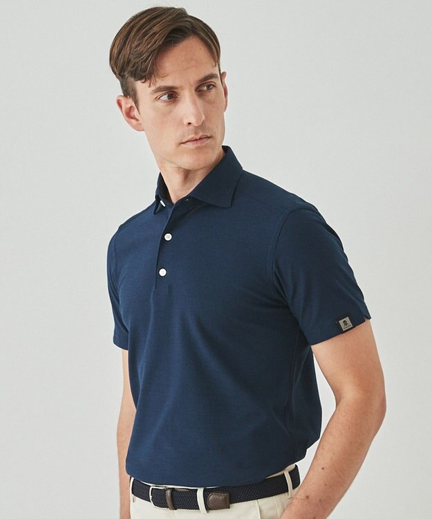 GOTAIRIKU 2年連続売上NO1【仕事で着られる】キレイめ 鹿の子ビズポロシャツ ライトネイビー