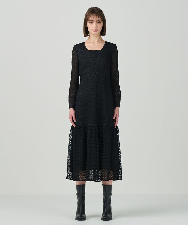 GRACE CONTINENTAL レースロングワンピース ブラック