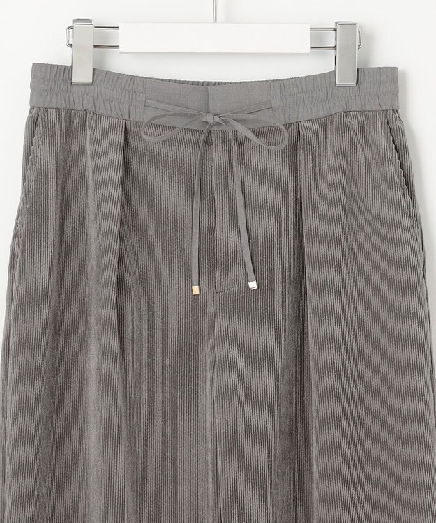 自由区 【洗える】ソフトコーデュロイワイド パンツ グレー