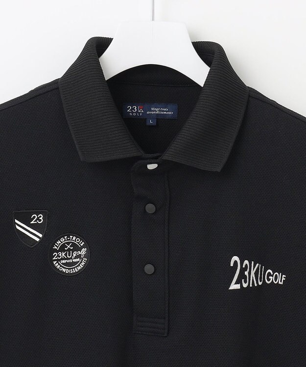 23区GOLF 【キングサイズ】ハニカムカノコ 半袖ポロシャツ ブラック系