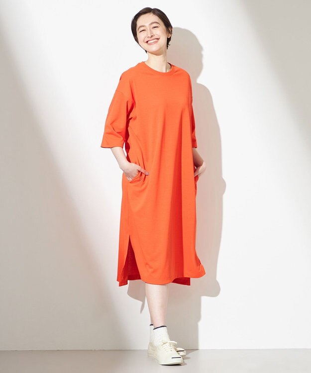 HELLY HANSEN 【抗菌防臭・速乾・UVカット】ショートスリーブワンポイントワンピース ブラッドオレンジ