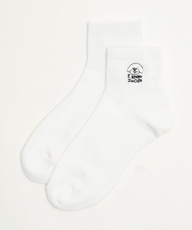 WEGO 手描き風刺繍アンクルパイルソックス 柄2