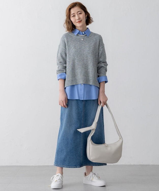 23区 【CLASSY.5月号掲載/洗える】CANCLINI ベーシック シャツ サックス系