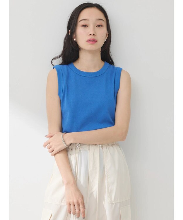 earth music&ecology リブタンクトップ Blue
