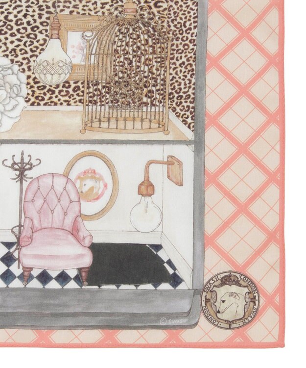 MOONBAT SWASH LONDON(スウォッシュロンドン） コットンハンカチーフ DOLLSHOUSE SURREALIST 52×52 日本製 ピーチ